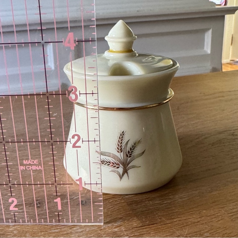 Wheaton Ware Custard Glass Condiment Jar with Lid
